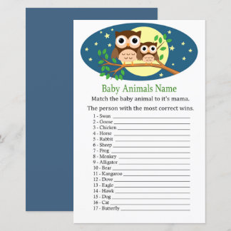 Owl Baby Animals Name Game