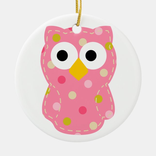 Owl - Baby Girl Ceramic Tree Decoration (Front)