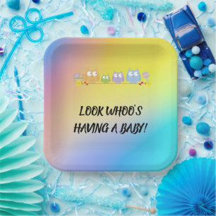 Owl Baby Look Who’s Having a Baby Art Paper Plate