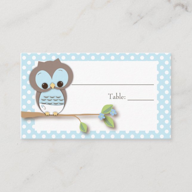 Owl Baby Placecard | Blue (Front)
