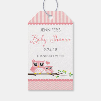 Owl Baby Shower Favour Tag | Pink Chevron Hang Tag