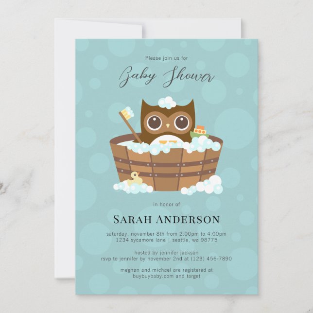 Owl Baby Shower Invitation (Front)