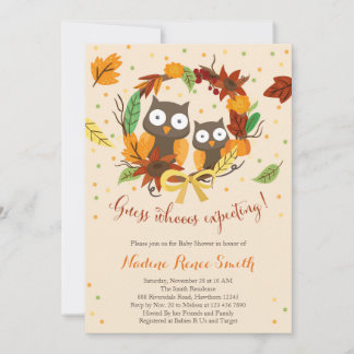 Owl baby shower invitation, fall baby shower invitation
