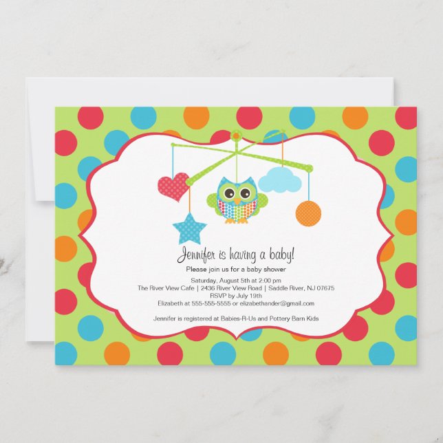 Owl Baby Shower Invitations (Front)