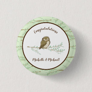 Owl Baby Shower Woodland 3 Cm Round Badge