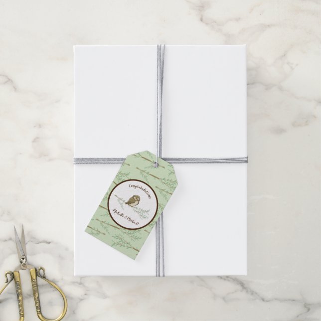 Owl Baby Shower Woodland Gift Tags (With Twine)