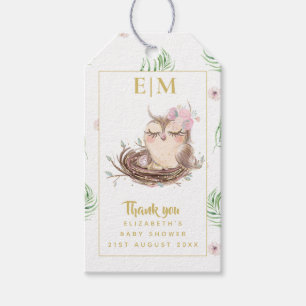 Owl Baby Thank You Gift Tags Favours Boy Girl