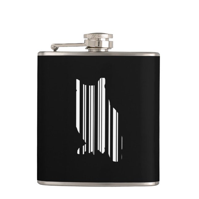 OWL BAR CODE Bird Barcode Avian Design Pattern Hip Flask (Front)