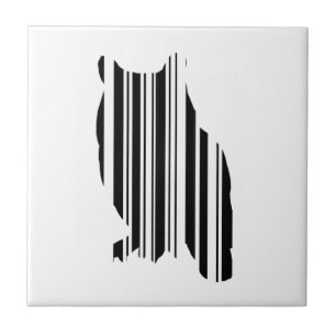 OWL BAR CODE Bird Barcode Avian Design Pattern Tile