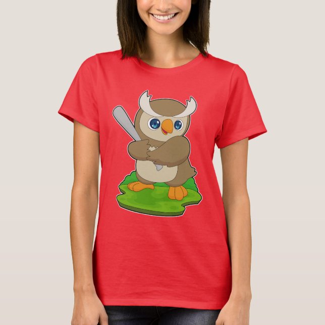 Owl Baseball Baseball bat T-Shirt (Front)