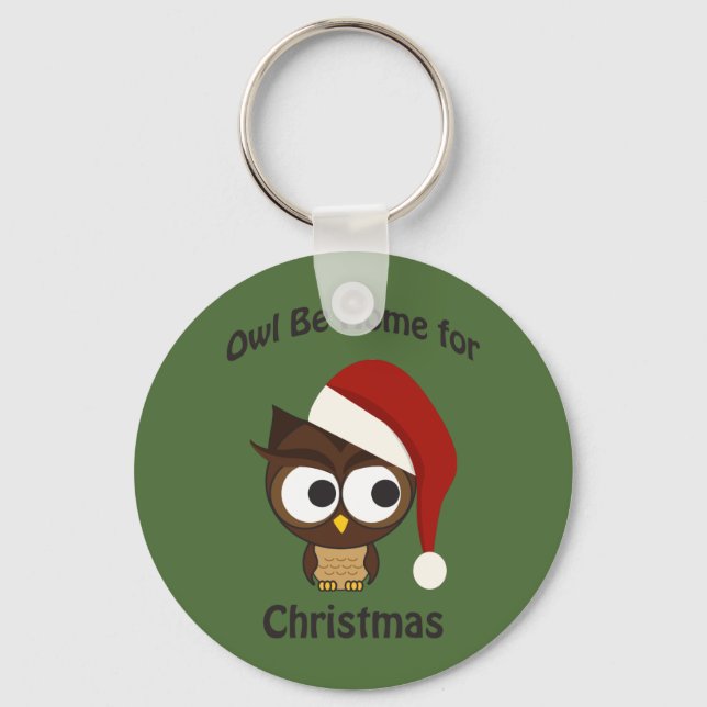 Owl be home for Christmas! Key Ring (Front)