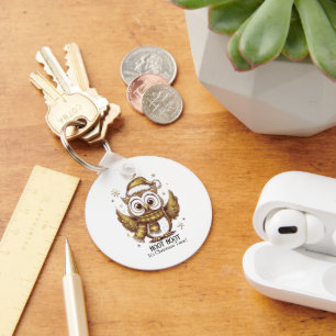 Owl Be Home for Christmas Key Ring