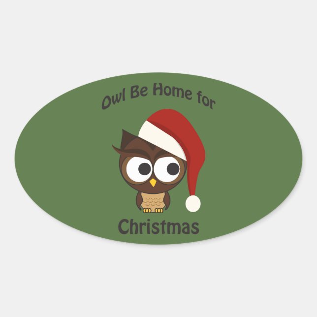 Owl be home for Christmas! Oval Sticker (Front)