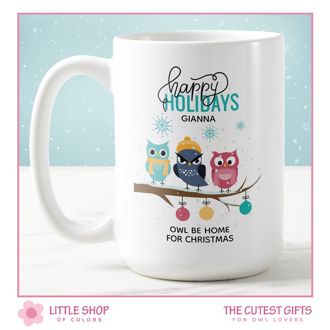 Owl be Home for Christmas Personalised Coffee Mug (Creator Uploaded)