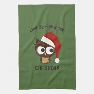 Owl be home for Christmas! Tea Towel