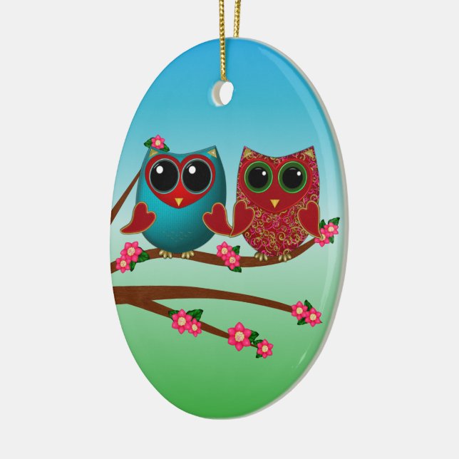 Owl be loving you-Oval Ornament (Left)