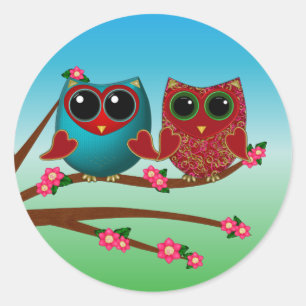 Owl be loving you-Round Stickers