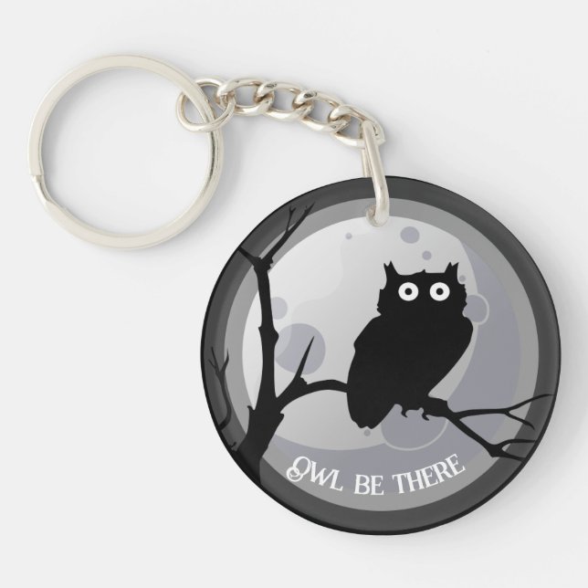 Owl be there Owl black and white Key Ring (Front)