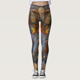Owl Bear Wisdom Strength Spirit Maureen Girard Leggings