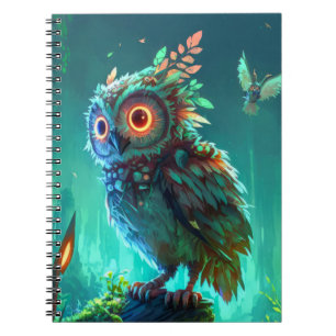 Owl Bird Animal Portrait Painting Wildlife Outdoor Notebook