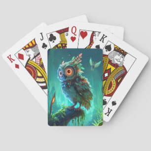 Owl Bird Animal Portrait Painting Wildlife Outdoor Playing Cards