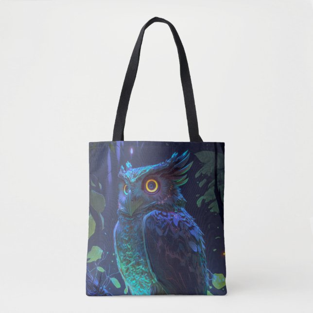 Owl Bird Animal Portrait Painting Wildlife Outdoor Tote Bag (Front)