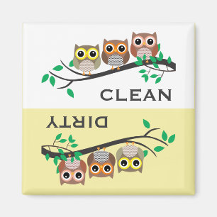 Owl Bird Animal Tree Nature Clean Dirty Dishwasher Magnet