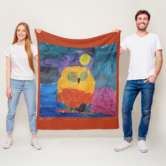 Owl Bird "Art by Kids" Fleece Blanket (In Situ)