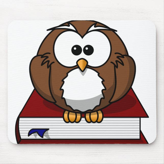 Owl Bird Book Wise Nature Character Wild Wisdom Mouse Pad (Front)