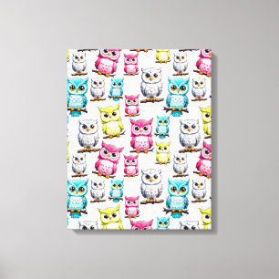 Owl Bird Colourful Design Canvas Print