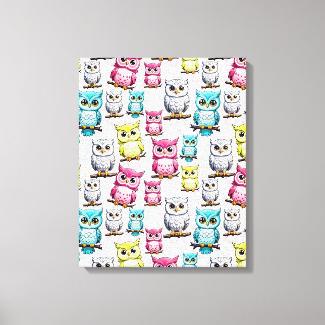 Owl Bird Colourful Design  Canvas Print (Front)