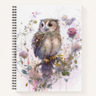 Owl Bird Portrait Animal Painting Wildlife Forest Notebook