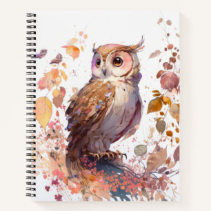 Owl Bird Portrait Animal Painting Wildlife Forest Notebook