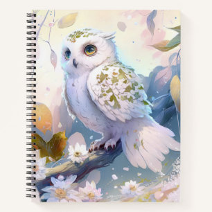 Owl Bird Portrait Animal Painting Wildlife Forest Notebook