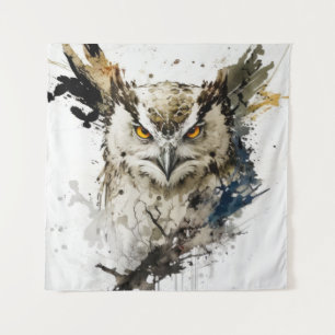 Owl Bird Portrait Animal Painting Wildlife Forest Tapestry