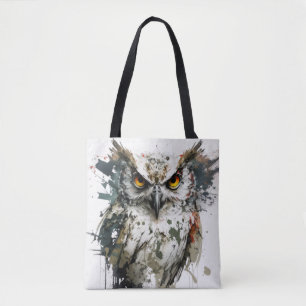 Owl Bird Portrait Animal Painting Wildlife Forest Tote Bag
