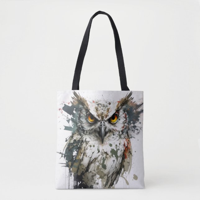 Owl Bird Portrait Animal Painting Wildlife Forest Tote Bag (Front)