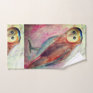 Owl Bird Watercolor art Bath Towel Set