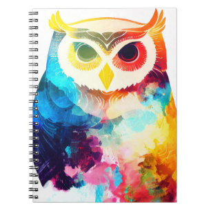 Owl Bird Wild Nature Animal Color Art Painting Notebook