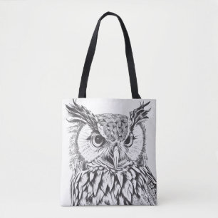 Owl Bird Wild Nature Animal Illustration Art Tote Bag