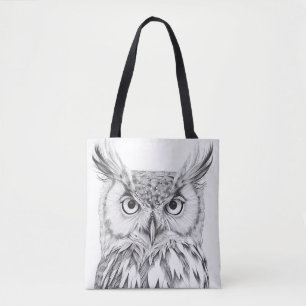 Owl Bird Wild Nature Animal Illustration Art Tote Bag