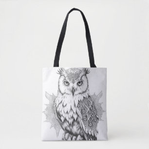 Owl Bird Wild Nature Animal Illustration Art Tote Bag
