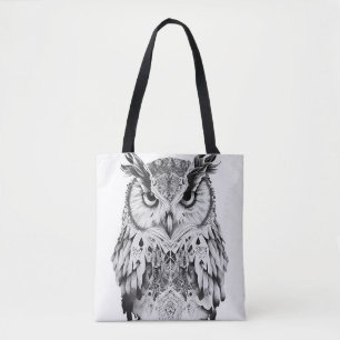 Owl Bird Wild Nature Animal Illustration Art Tote Bag
