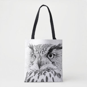 Owl Bird Wild Nature Animal Illustration Art Tote Bag