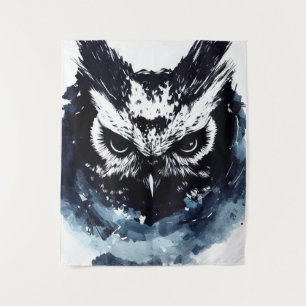 Owl Bird Wild Nature Free Spirit Brush Painting Tapestry