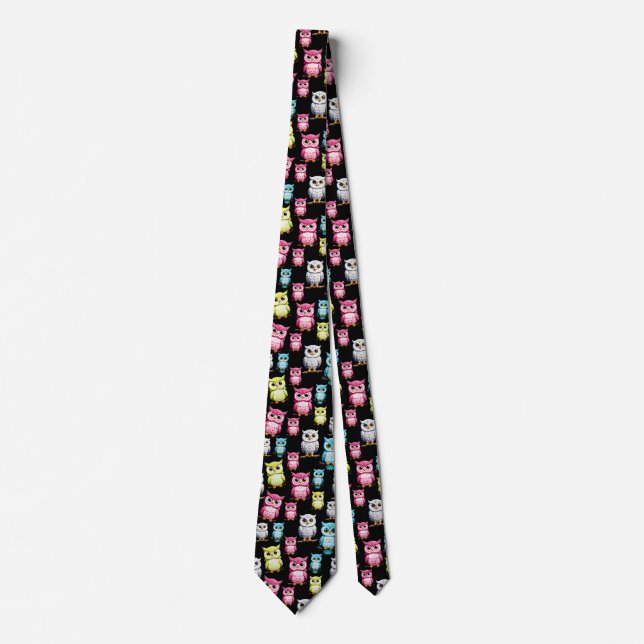 Owl Birds Cute Design  Tie (Front)