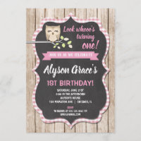 Owl birthday invitations, girl woodland birthday