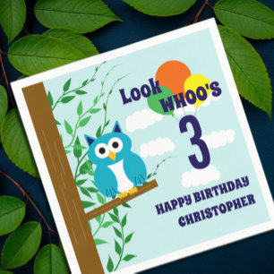 Owl Birthday Napkin