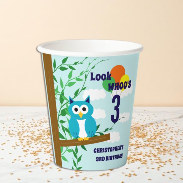 Owl Birthday Paper Cups (Creator Uploaded)