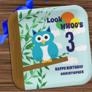 Owl Birthday Paper Plate